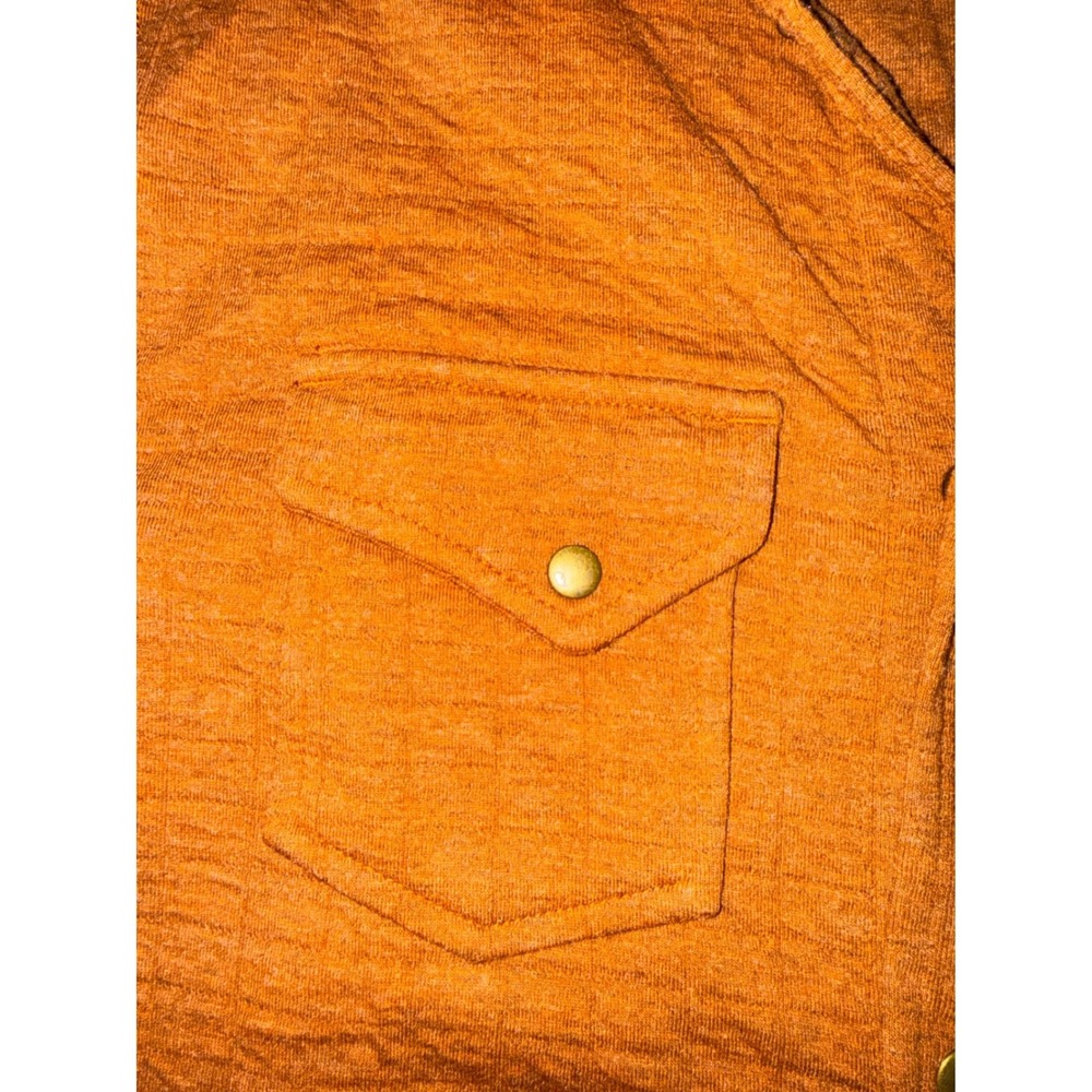 NWT Billy Reid Size S Small Shirt Jacket Orange Elbow Patch Snap Jersey Shacket - Picture 4 of 9